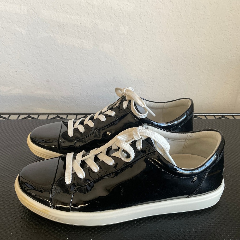 ECCO Soft 7 Womens 8.5 Black Patent Leather Lace Up Sneakers 39 47030301001 - Picture 8 of 14